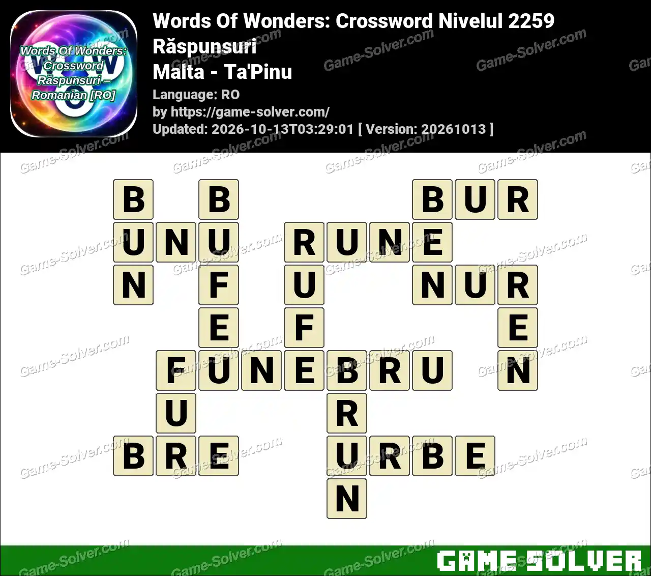 Words Of Wonders: Crossword Nivelul 2259 Răspunsuri – Malta – Ta’Pinu